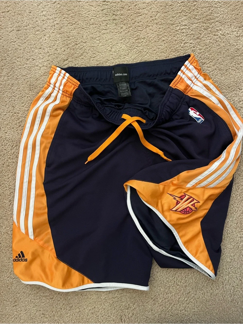 adidas Golden State Warriors Basketball Shorts SZ Large Y2K Lightning Bol